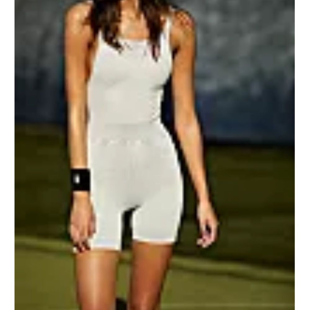 Free People Good Karma Runsie in ice grey shorts, strappy top BNWOT